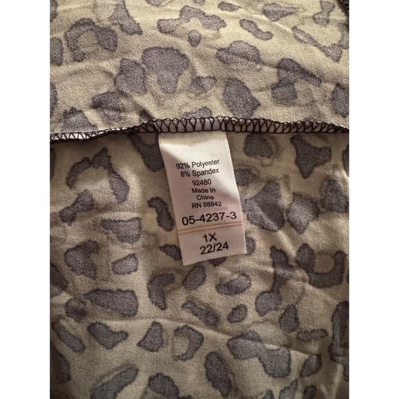 Ellos 1X (22–24) Leopard Print A-Line Knit Dress – Soft Stretch with ¾ Sleeves - Picture 6 of 7